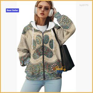 Oversized Zip Up Hoodie Long Sleeve Loose Fit Polyester Winter Jacket